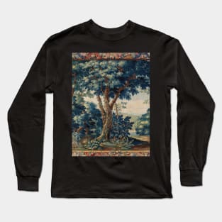 GREENERY, TREES IN WOODLAND LANDSCAPE Antique Flemish Tapestry Long Sleeve T-Shirt